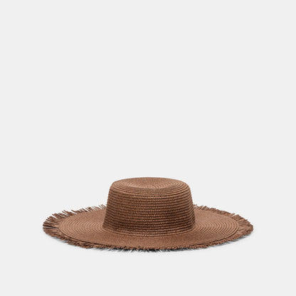 Floppy Dark Brown Sunhat with Ribbon and Frayed Edge | Dolce Vita Essential