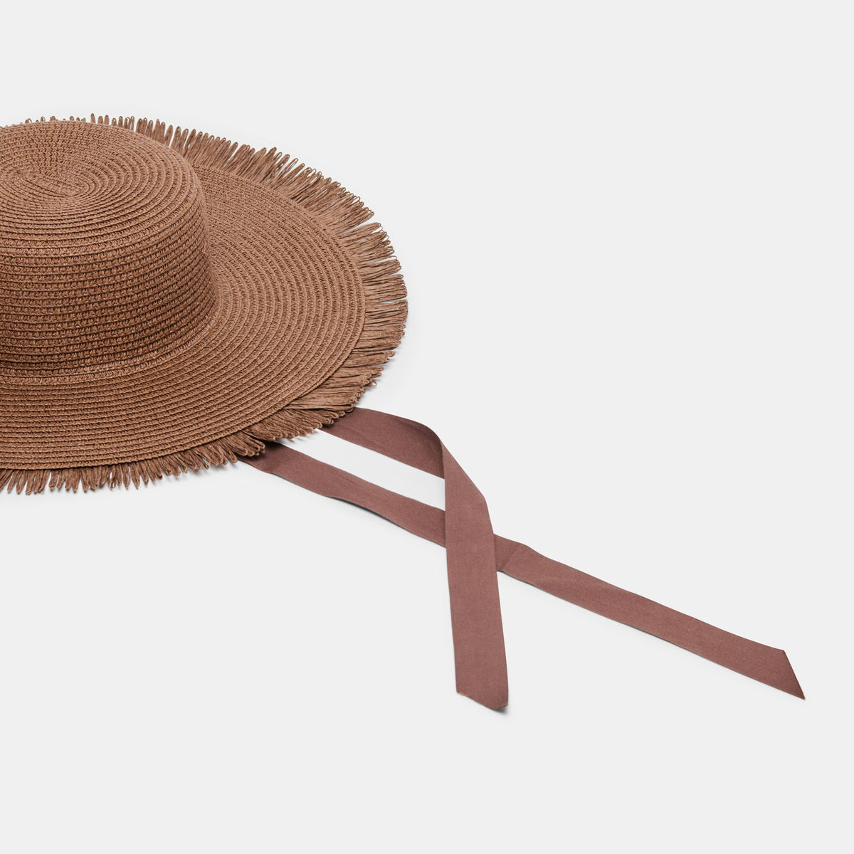 Floppy Dark Brown Sunhat with Ribbon and Frayed Edge | Dolce Vita Essential