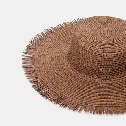 Floppy Dark Brown Sunhat with Ribbon and Frayed Edge | Dolce Vita Essential
