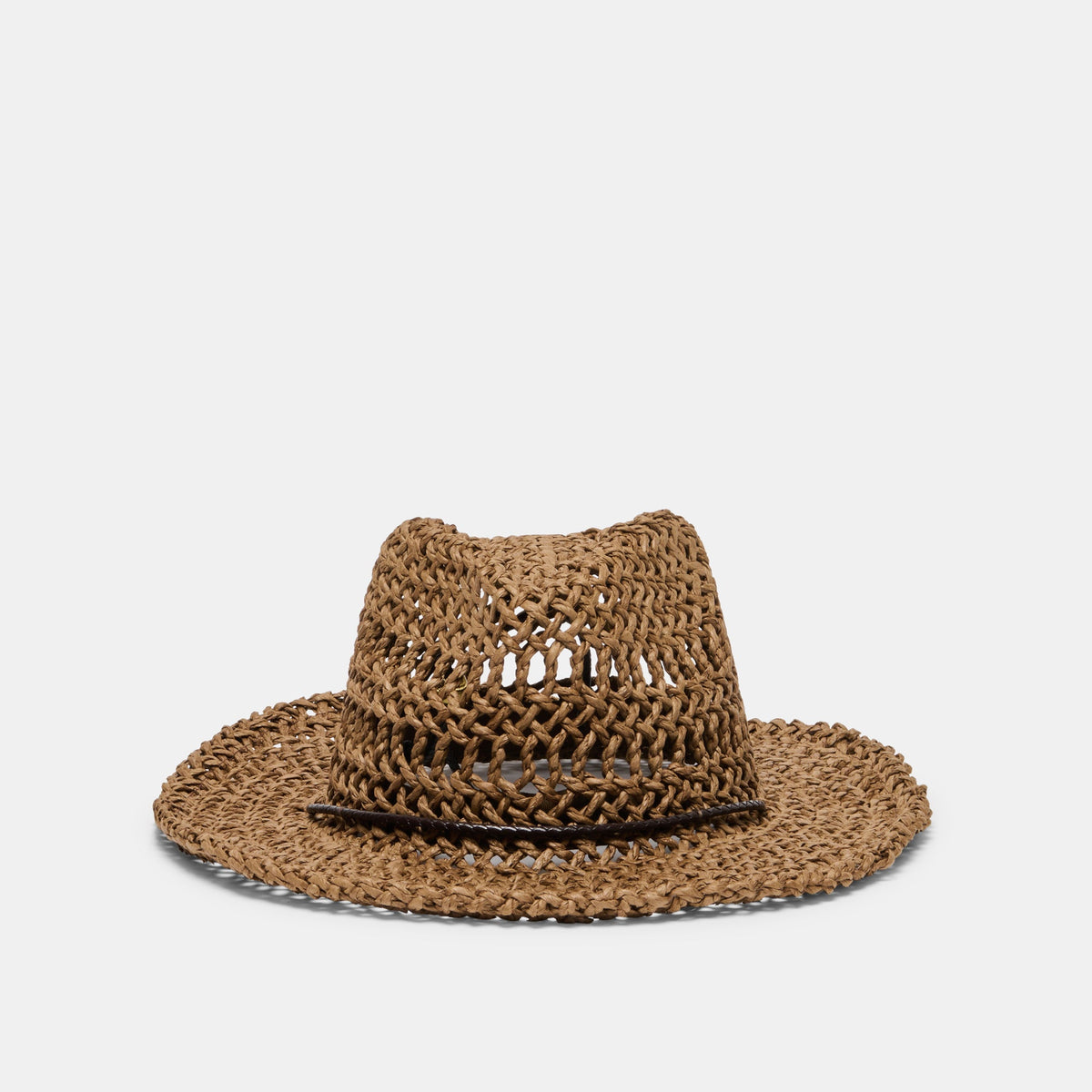 Thick Weave Dark Brown Cowboy Hat with Strap | Dolce Vita Sale