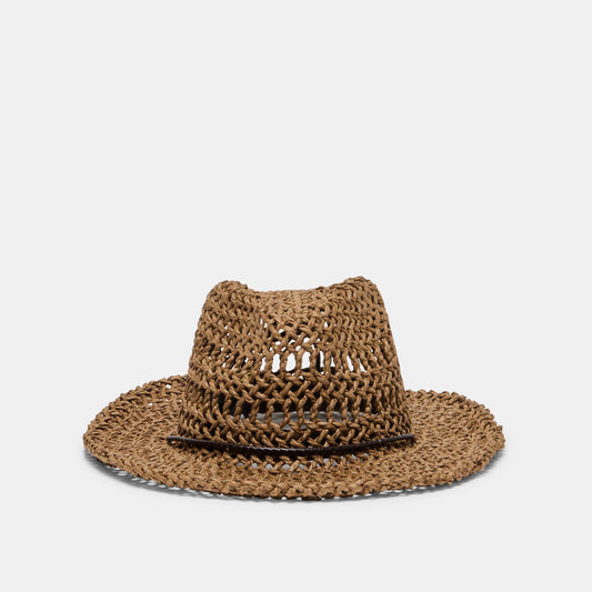 Thick Weave Dark Brown Cowboy Hat with Strap | Dolce Vita Sale