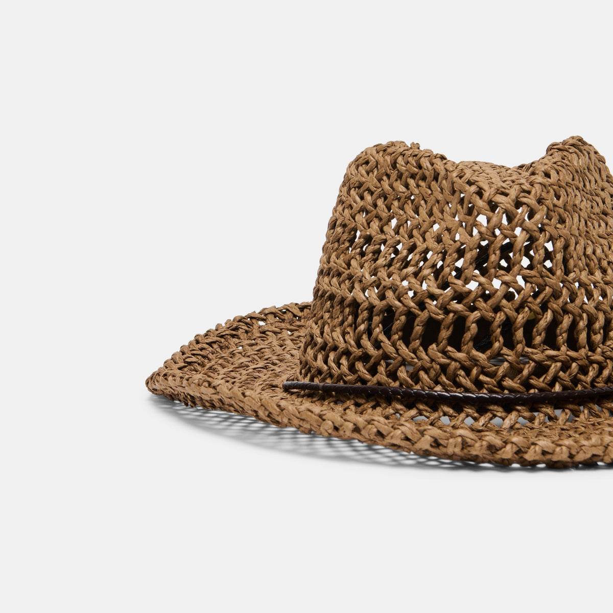 Thick Weave Dark Brown Cowboy Hat with Strap | Dolce Vita Sale