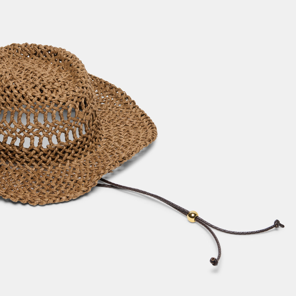 Thick Weave Dark Brown Cowboy Hat with Strap | Dolce Vita Sale