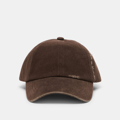 Distressed Dark Brown Baseball Cap with Embroidery | Dolce Vita Signature