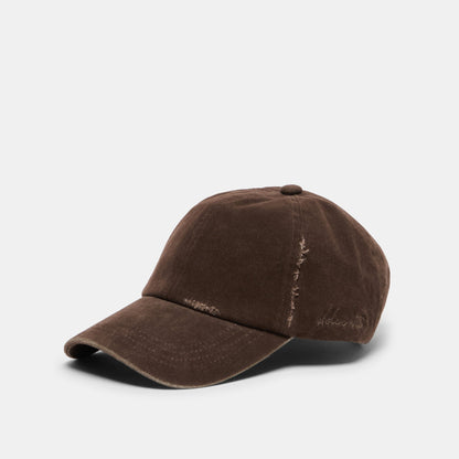 Distressed Dark Brown Baseball Cap with Embroidery | Dolce Vita Signature