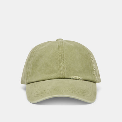 Distressed Olive Baseball Cap with Embroidery | Dolce Vita New