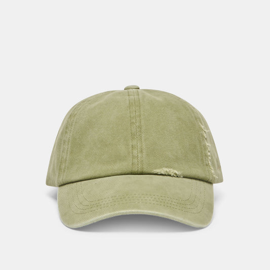 Distressed Olive Baseball Cap with Embroidery | Dolce Vita New