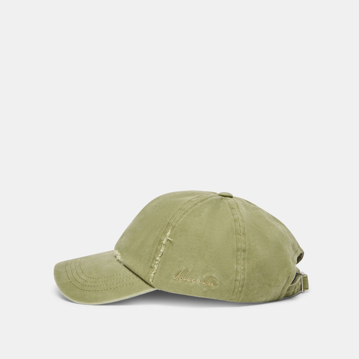 Distressed Olive Baseball Cap with Embroidery | Dolce Vita New